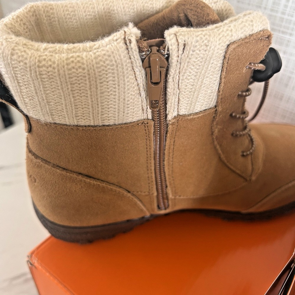 Sporto® Boho Ankle Boots Women's Suede Lace-Up Camel 9M Water-Resistant Side Zip - Picture 10 of 11